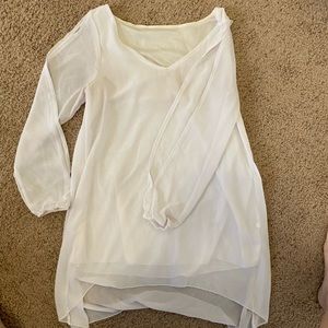 Open sleeves white chiffon shirt